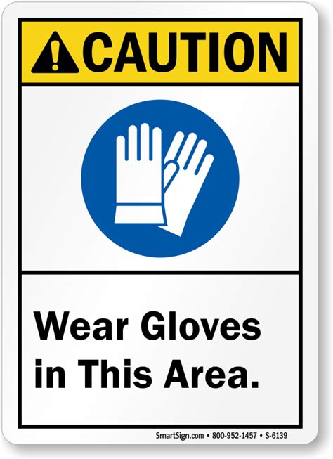 Wear Gloves In This Area Ansi Caution Sign Sku S