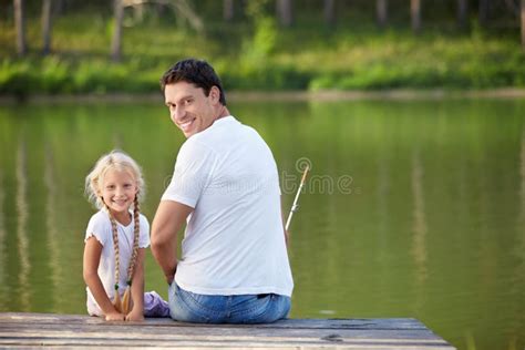 Little Girl Fishing from Dock on Lake Stock Photo - Image of children, leisure: 25330542