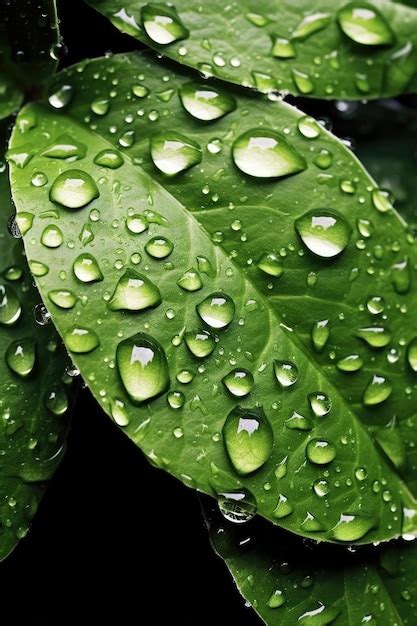 Gotas de água em uma folha Foto Premium