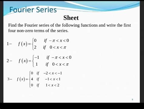 Solved Fourier Series Sheet Find The Fourier Series Of The Chegg