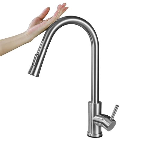 Smart Touch Kitchen Sink Faucet Mixer Tap 304 Stainless Steel With Pull