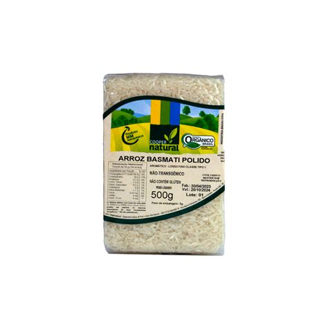 Arroz Basmati Coopernatural Polido Orgânico 500g Verde Verso