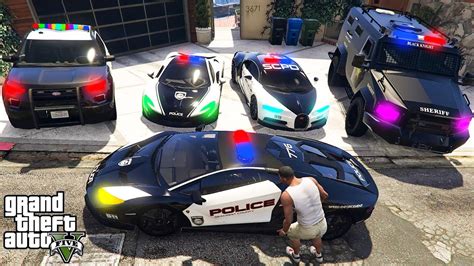 GTA 5 Stealing LUXURY POLICE Cars With Franklin Real Life Cars 115