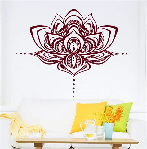 Lotus Flower Wall Decals Namaste Vinyl Stickers Bohemian Decal Mandala