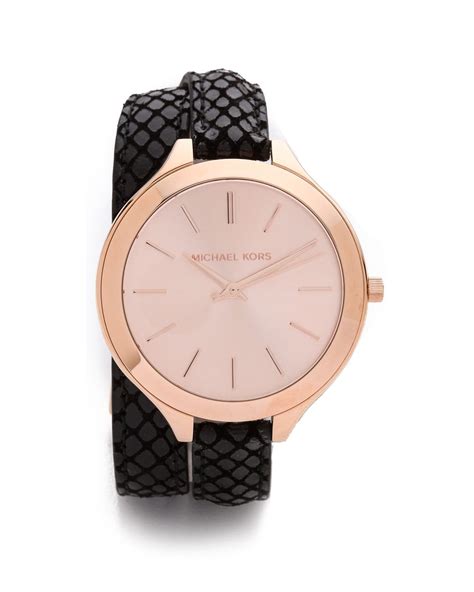 Michael Kors Slim Runway Watch Blackrose Gold In Metallic Lyst