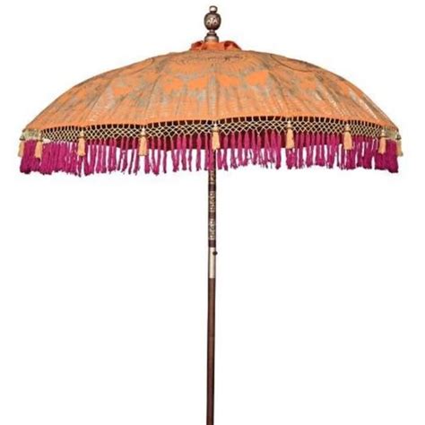 East London Parasol Company Etta Garden Parasol Or Umbrella Handmade In Bali Orange And Gold