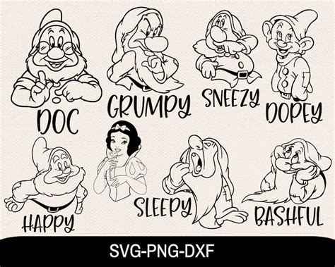 7 Dwarfs Svg Svg For Cricut Snow White Svg Cricut File Etsy