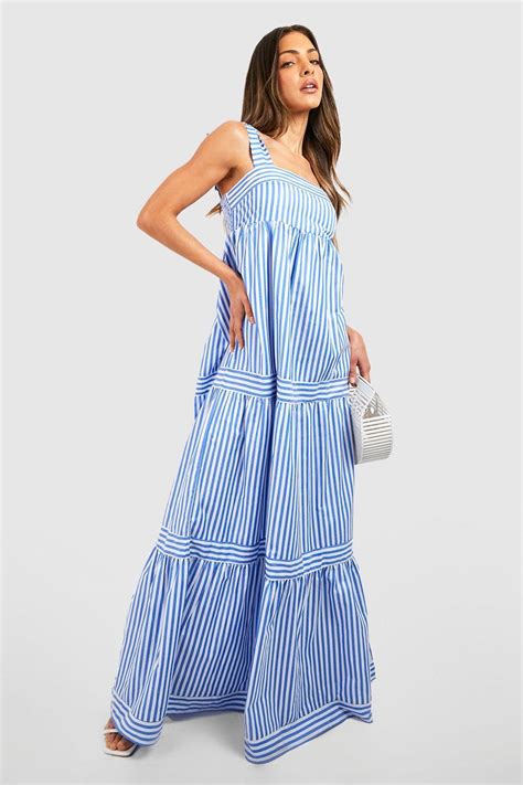 Stripe Tiered Maxi Dress Boohoo