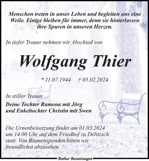 Traueranzeigen Von Wolfgang Thier Trauer Anzeigen De