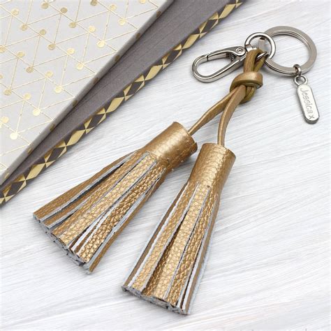 Personalised Luxury Nappa Leather Tassel Key Ring By Hurleyburley