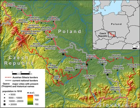 Historical Boundaries Of Austrian Silesia And Current National Borders