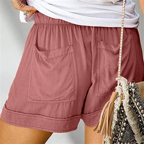 High Waist Linen Beach Shorts Women With Drawstring Splice Comfy Summer