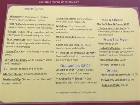 Menu at Having A Meltdown restaurant, Chincoteague Island