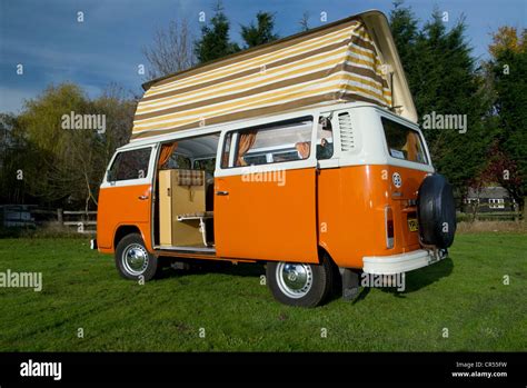 Bay Window Vw Volkswagen Camper Van Micro Bus With Pop Top Roof Up