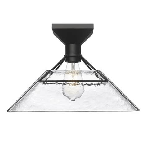 Golden Lighting 3308 SF BLK WTG Kepler Semi Flush With Water Glass