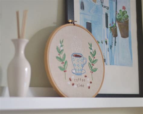 Coffee Embroidery Pattern Downloadable Pdf Embroidery Etsy