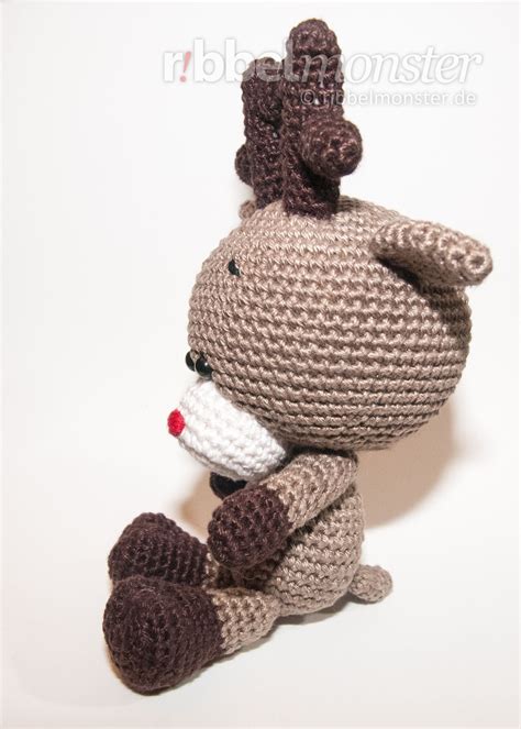 Amigurumi Rentier häkeln Rudi kostenlose Häkelanleitung Häkeln