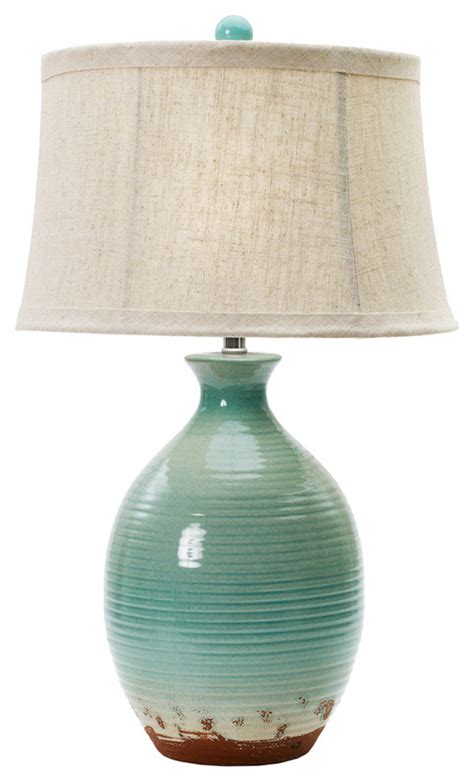 Fangio Lighting S Inch Ceramic Table Lamp In Ocean Spray