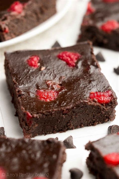 Healthy Small Batch Fudgy Dark Chocolate Raspberry Brownies Amys