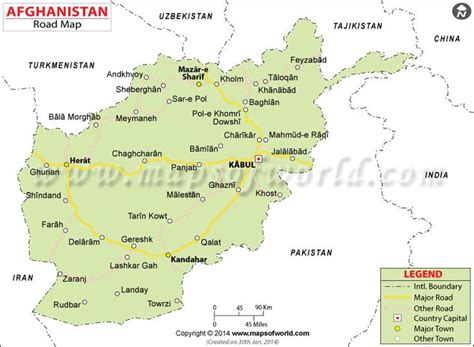 afghanistan road map major cities  roads