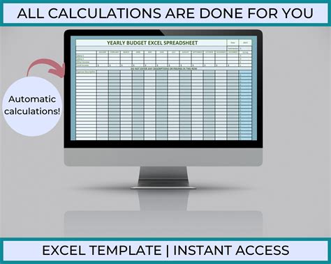 Excel Budget Spreadsheet Template, Simple Monthly & Annual Budget ...