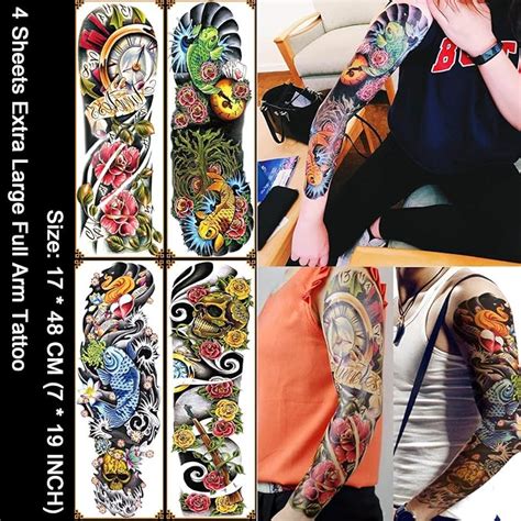 Amazon Kotbs 4 Sheets Extra Large Full Arm Temporary Tattoo