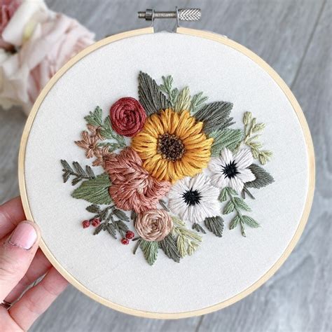 PDF Sunflower Embroidery Pattern Hoop Art DIY Embroidery Etsy