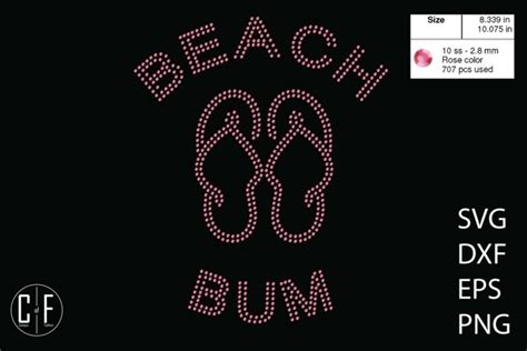 Beach Bum Flip Flops Rhinestone Template Svg