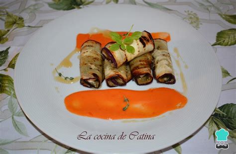 Rollitos de berenjena con queso y miel Fácil