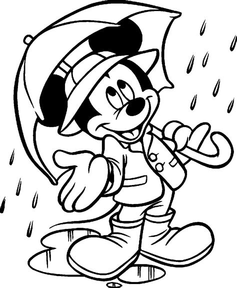 Dibujos De Mickey Bajo La Lluvia Para Colorear Para Colorear Pintar E