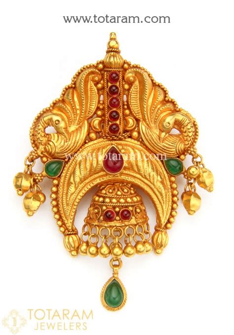 22k Gold Peacock Pendant Temple Jewellery Gp2593