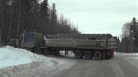 Semi Truck With Road Chains Stuck On Deadly Ice Road Near Grande