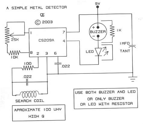 Simple Metal Detector Based Cs209a Circuit Scheme