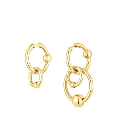 Silver Vermeil Plump Double Circle Earrings Tous