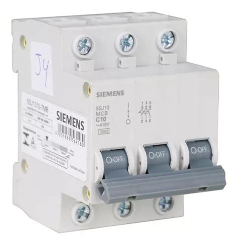 Disyuntor trifásico tripolar Curve Mini DIN 10a de Siemens MercadoLibre