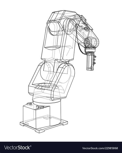 3d Outline Robotic Arm Rendering Of 3d Royalty Free Vector