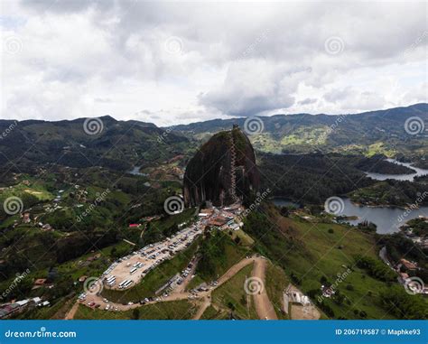 Aerial Panorama Of Piedra Del Penol El Penon De Guatape Rock Stone