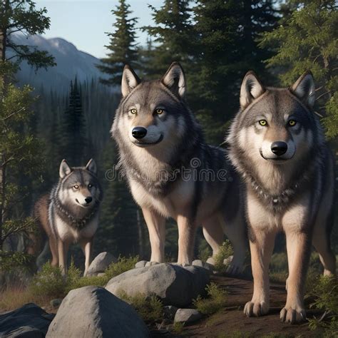 A Pack Of Wolves In The Wild Stock Illustration Illustration Of