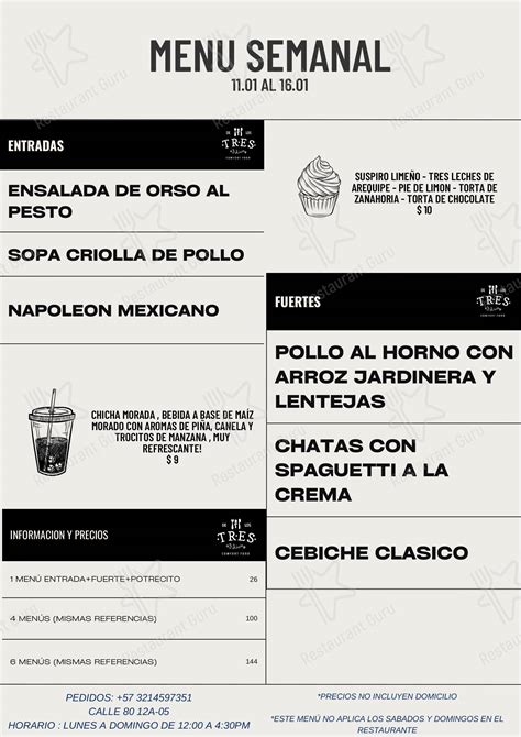 Carta del restaurante DeLosTresyOlivia Bogotá Cl 80 12a 05