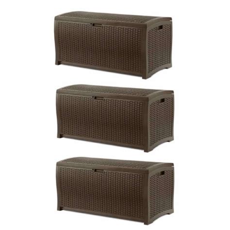 Suncast 73 Gallon Waterproof Resin Wicker Outdoor Patio Storage Deck Box, 3 Pack, 1 Piece - Fred ...