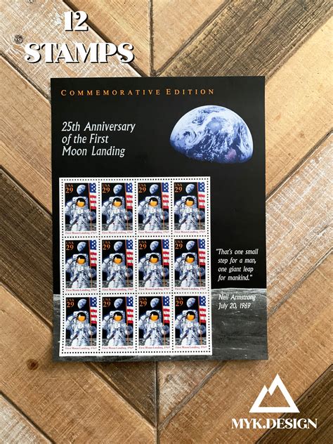 First Moon Landing 25th Anniversary Sheet Of 12 U S Stamps Etsy