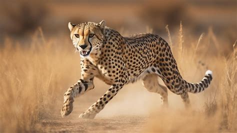 Premium Photo | A cheetah running through the grass