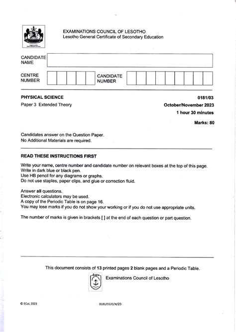 P3 - Lgsce papers - EXAMINATIONS COUNCIL OF LESOTHO Lesotho General