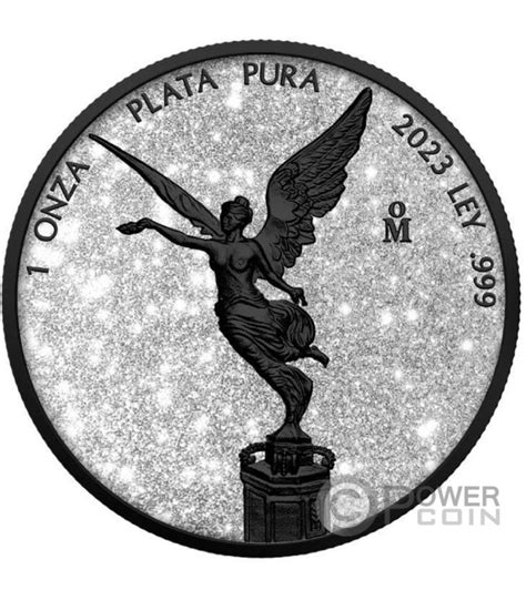 LIBERTAD Diamond Dust Black Platinum 1 Oz Moneda Plata Mexico 2023