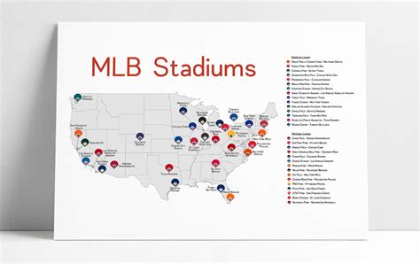 Stadium Map Stadium Checklist Baseball Stadiums Map MLB