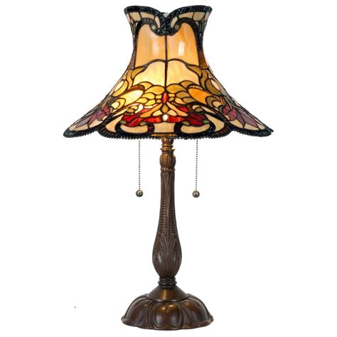 Ll Lampe De Table Tiffany X Cm Jaune Marron Verre Lampe De