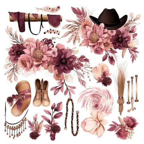 Beautiful Pink Western Corral Clipart Illustration Stock Illustration