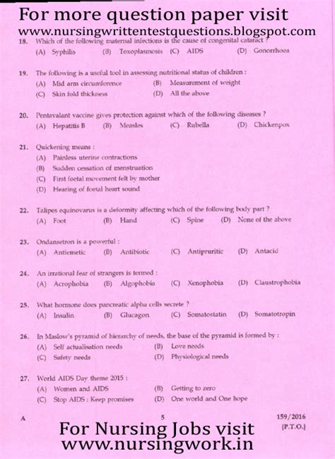 Nurses Exam Question And Answer Exam Nurse Aiims Staff Solve