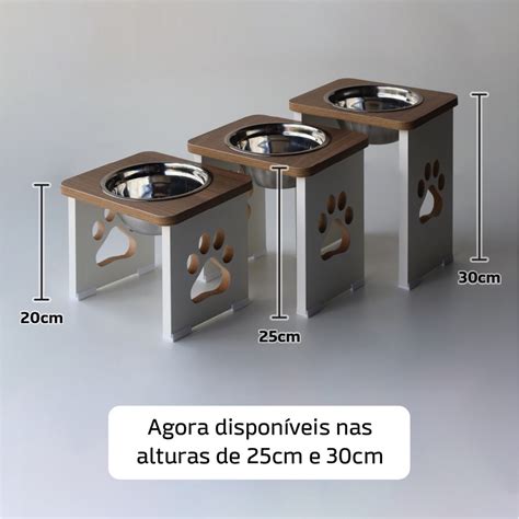 Comedouro Bebedouro Pet Mdf Elevado Cachorro Grande Escorrega O Pre O