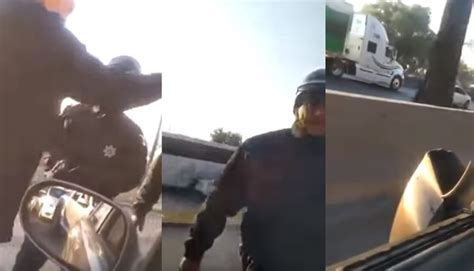 VIDEO Policía agrede a vehículo de un ciudadano y rompe el espejo